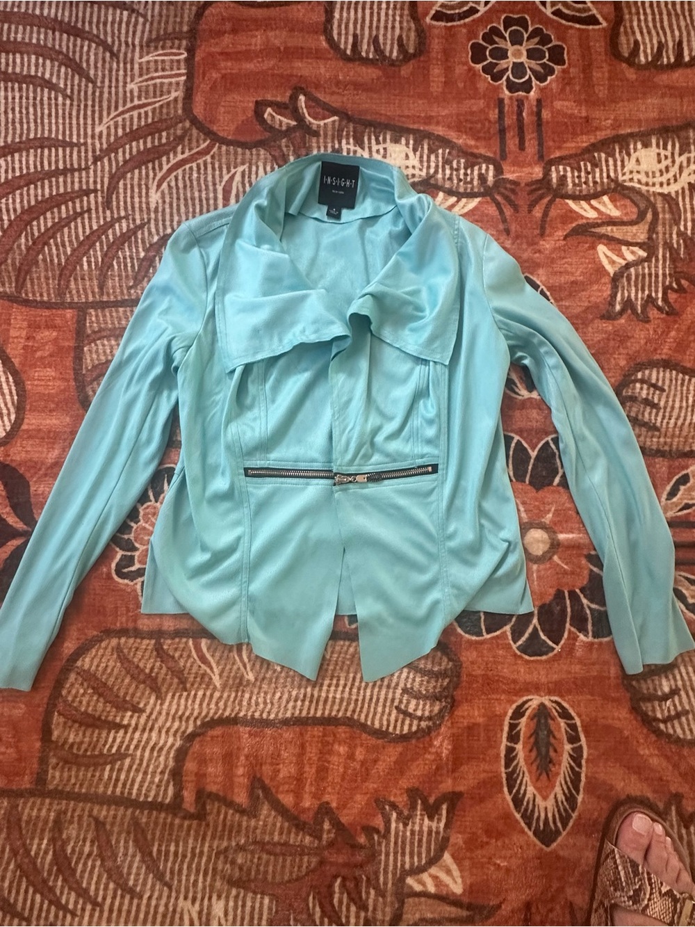Insight Aqua Draped Zip Blazer Jacket